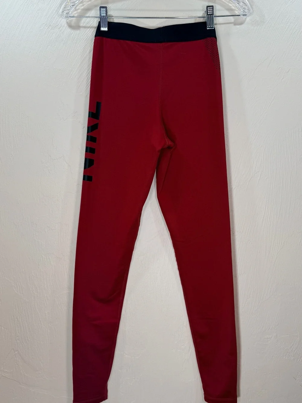 Nike Women’s Running fleece lined Maroon Leggings with Black Logo